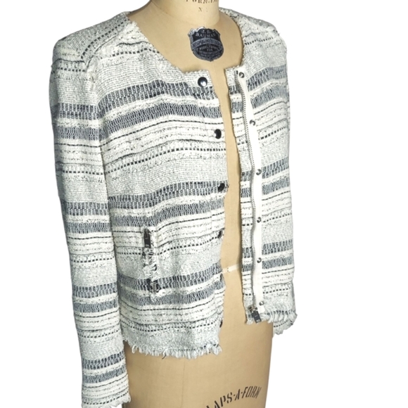 Iro | Lizzie Tweed Jacket | Moto Cuffs | Snap Front | Blazer | Striped - Picture 1 of 16